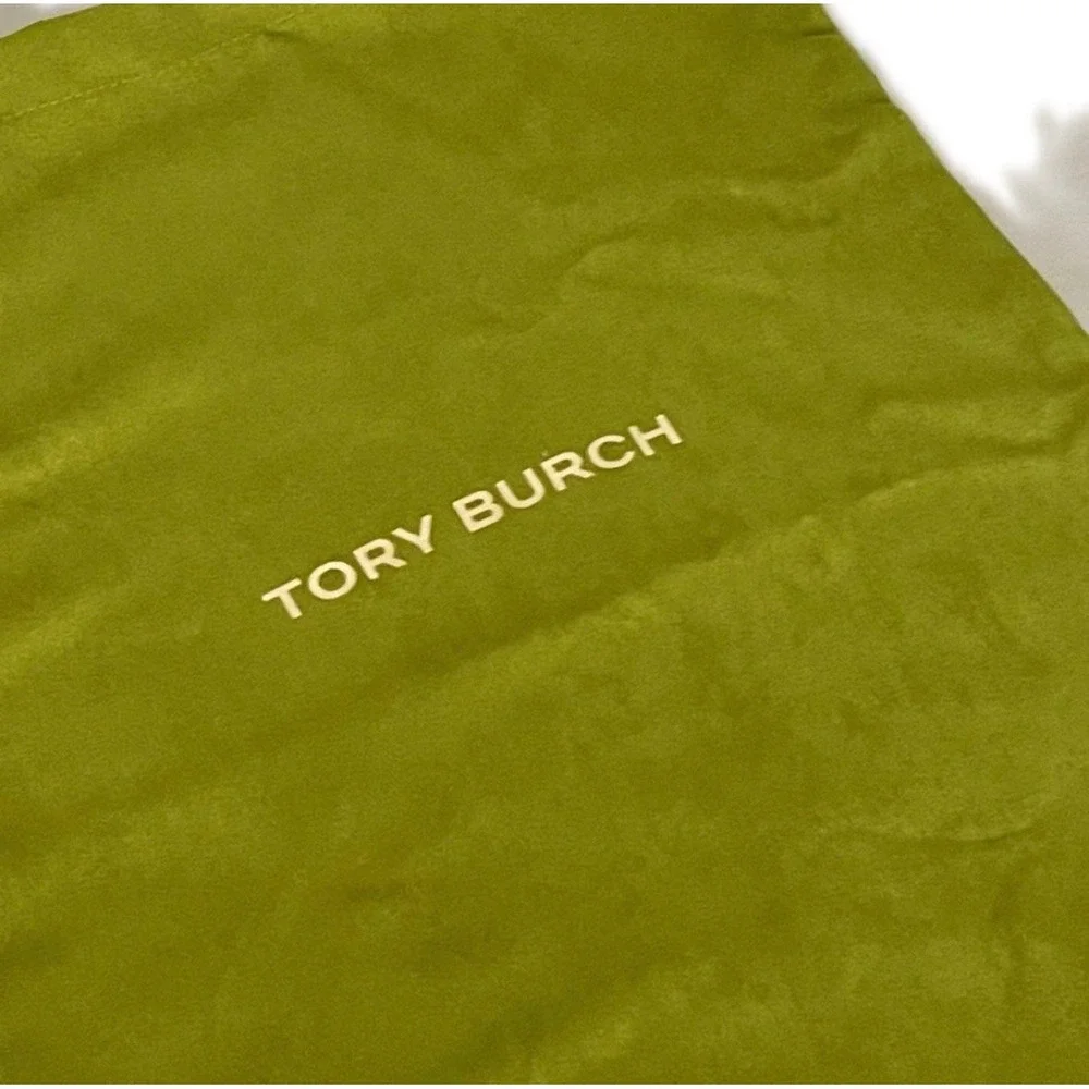 (CL) Tory Burch Velveteen Dust Bag Lime Green Drawstring Handbag Storage L NWOT